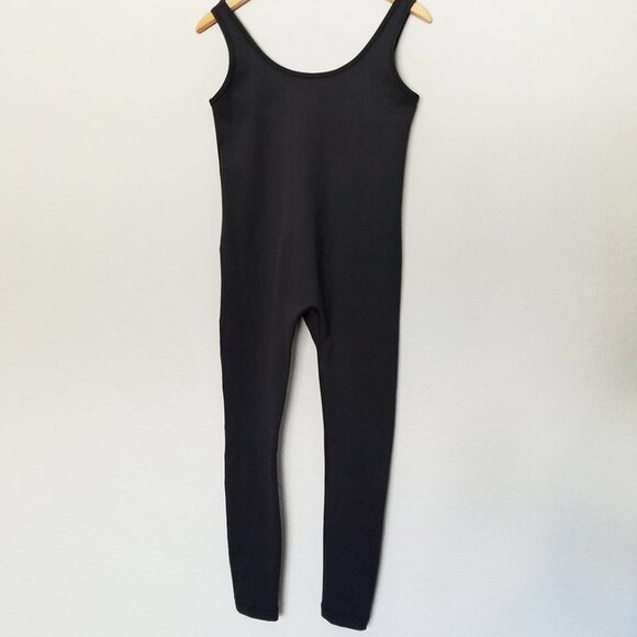 Smash + Tess Black Scoop Neck Stretch Jumpsuit M Unitard Romper Sleeveless Knit - Picture 4 of 12